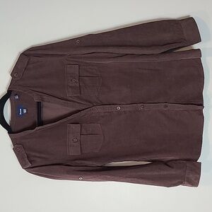 Faconnable Womens‎ Chocolate Brown Corduroy Button Down Shirt Size 6